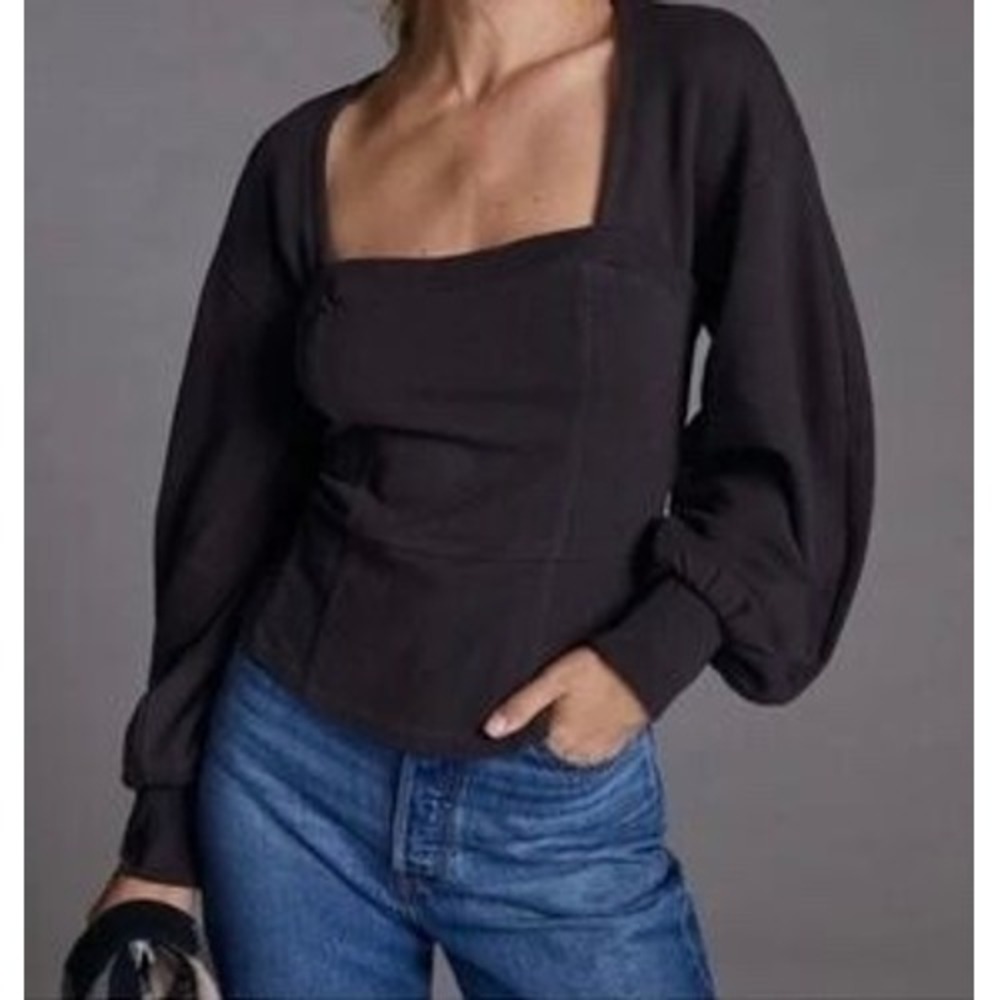 Maeve‎ Grey Peplum Sweatshirt Top Size Small